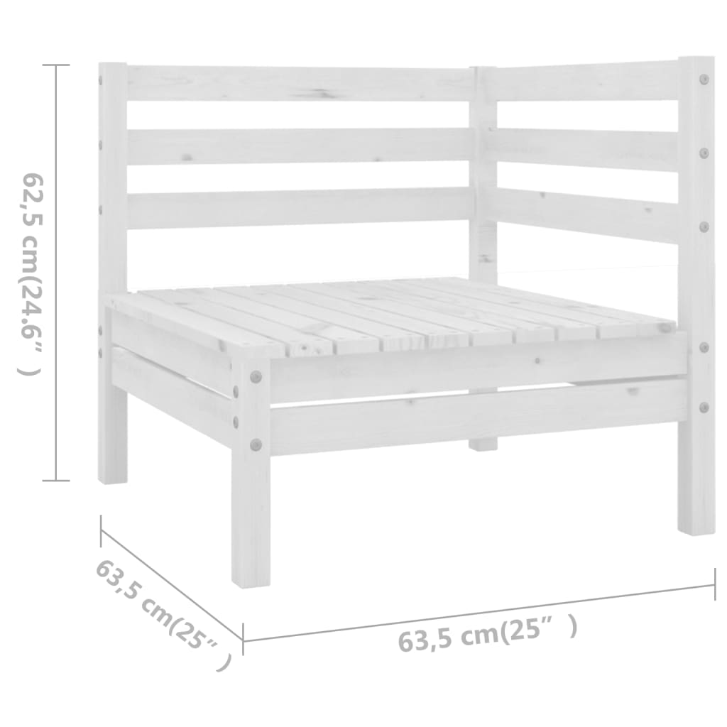 Set mobilier de grădină, 7 piese, alb, lemn masiv de pin