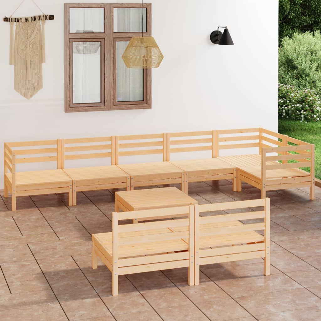 vidaXL 9-tlg. Garten-Lounge-Set Massivholz Kiefer