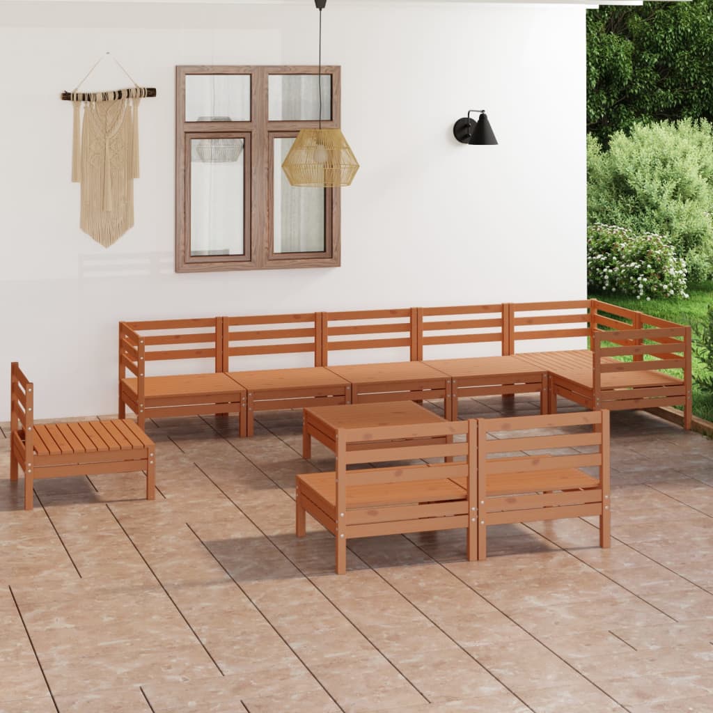 vidaXL 10-tlg. Garten-Lounge-Set Massivholz Kiefer Honigbraun