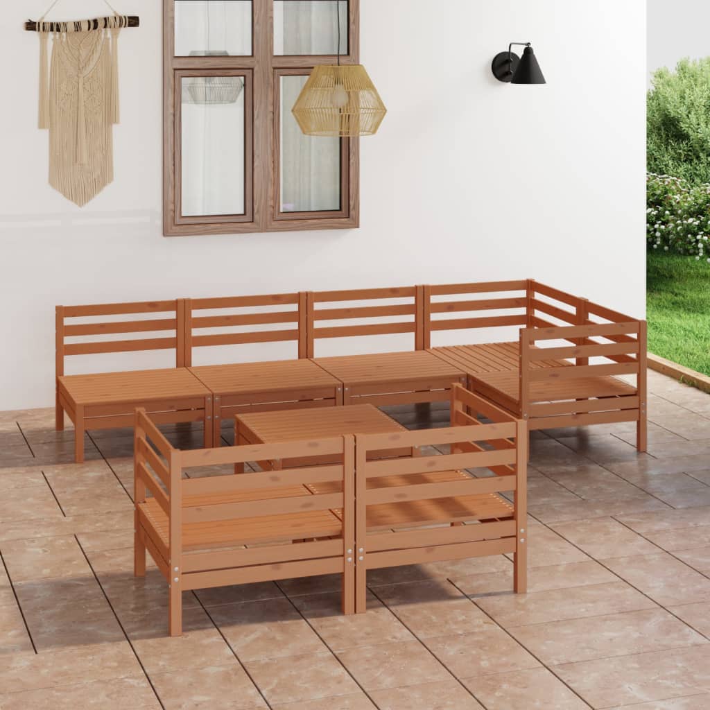 vidaXL Set mobilier de grădină, 8 piese, maro miere, lemn masiv de pin Mobila Laguna imagine noua