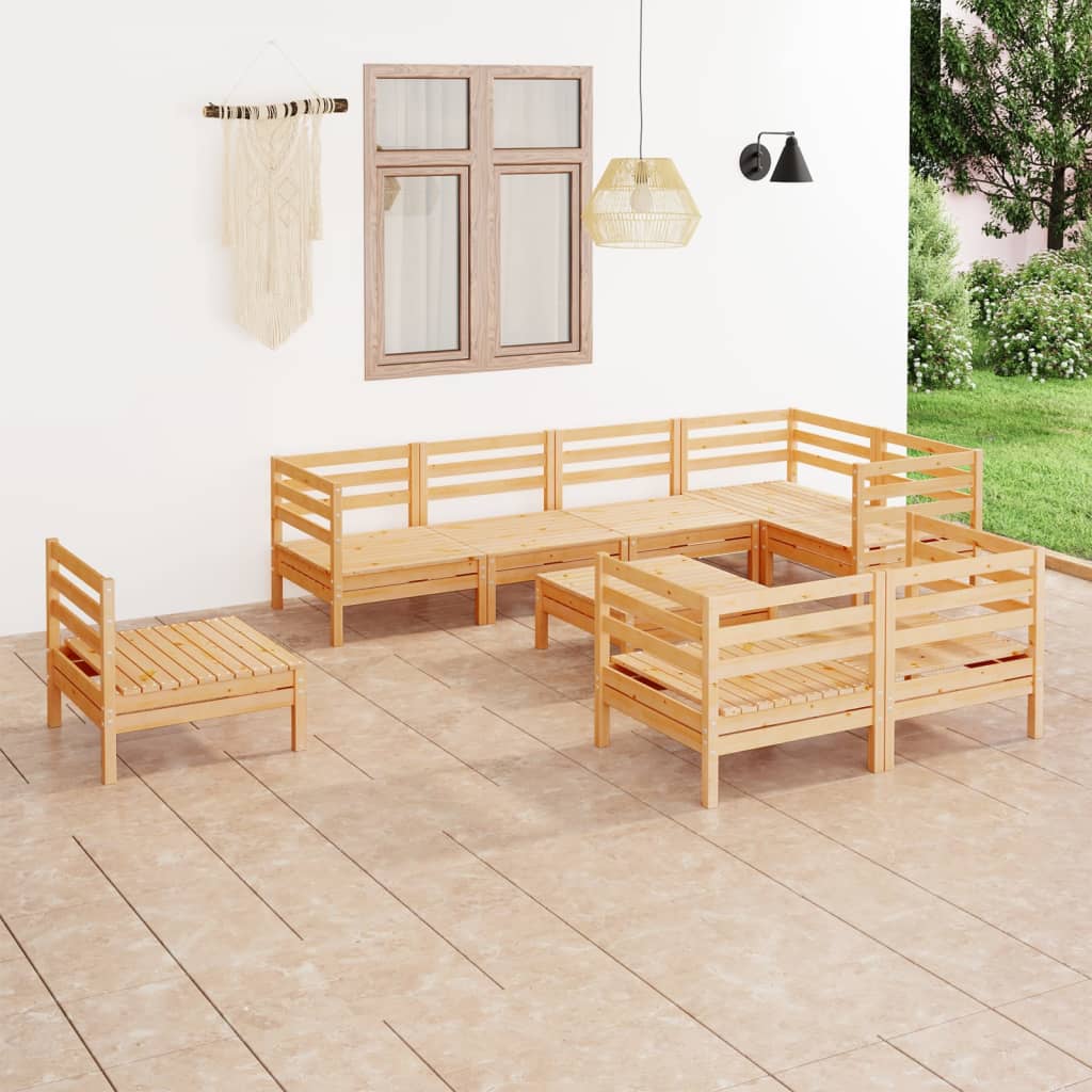 vidaXL Set Divani da Giardino 9 pz in Legno Massello di Pino