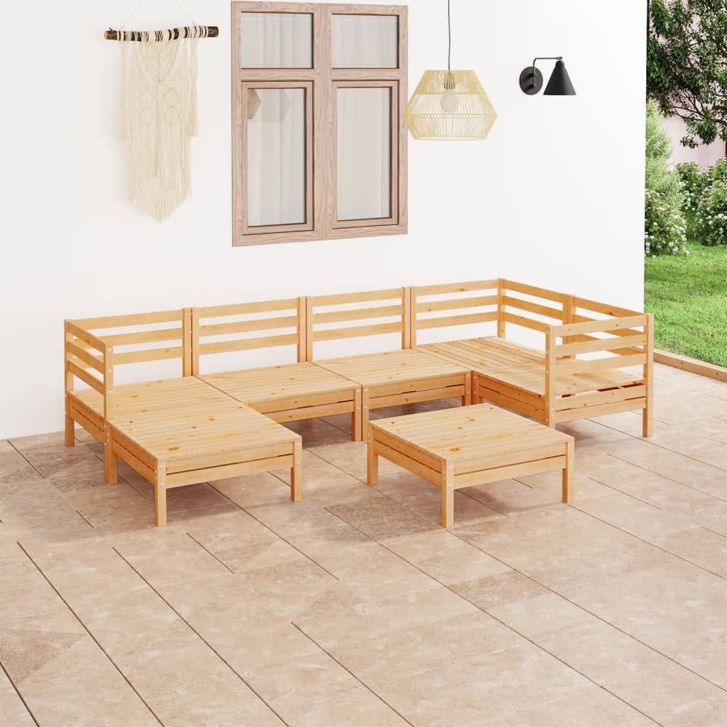 7-tlg. Garten-Lounge-Set Massivholz Kiefer