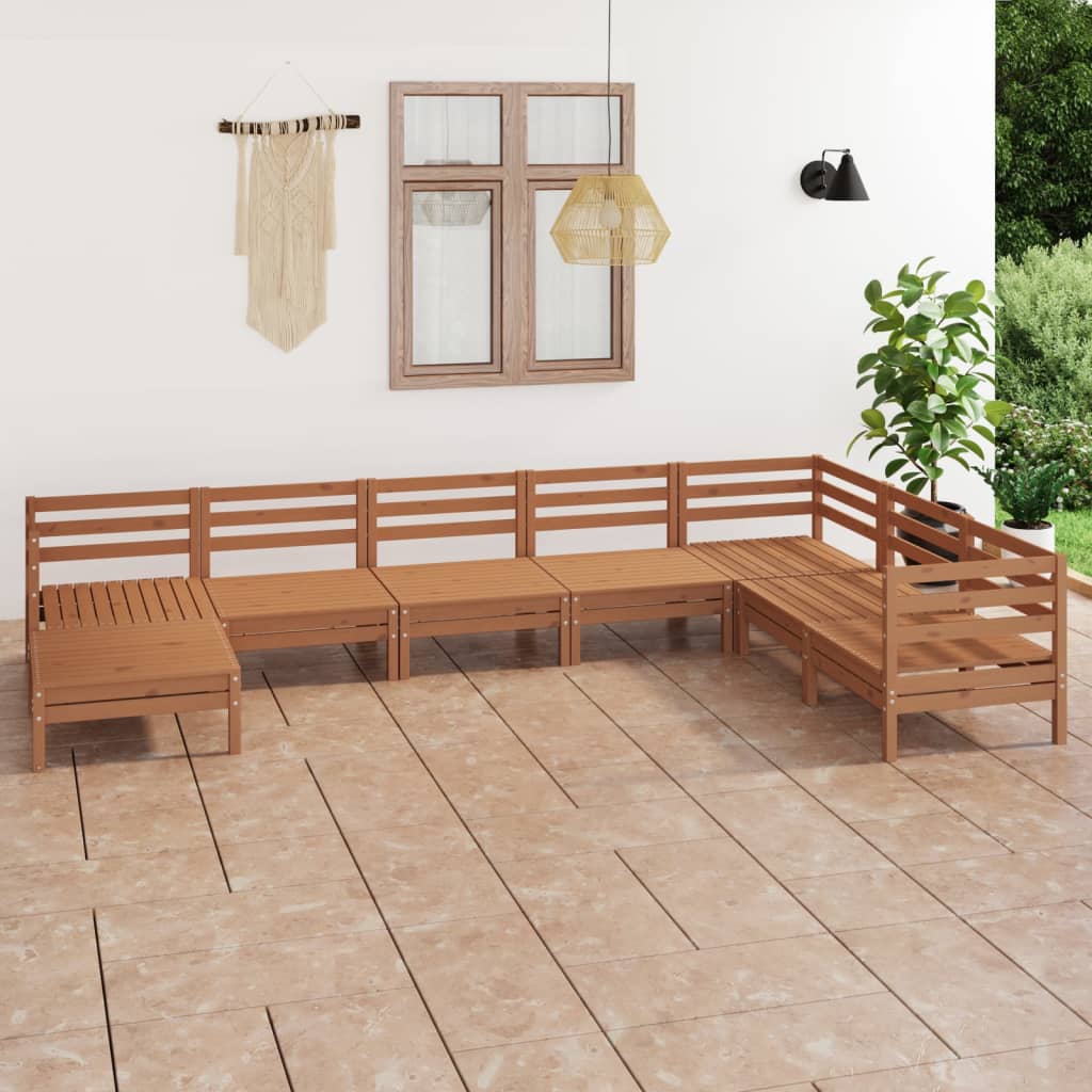 vidaXL Set mobilier de grădină, 8 piese, maro miere, lemn masiv de pin vidaXL