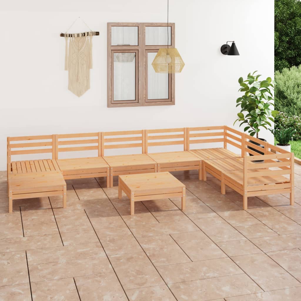 vida XL 9-tlg. Garten-Lounge-Set Massivholz Kiefer
