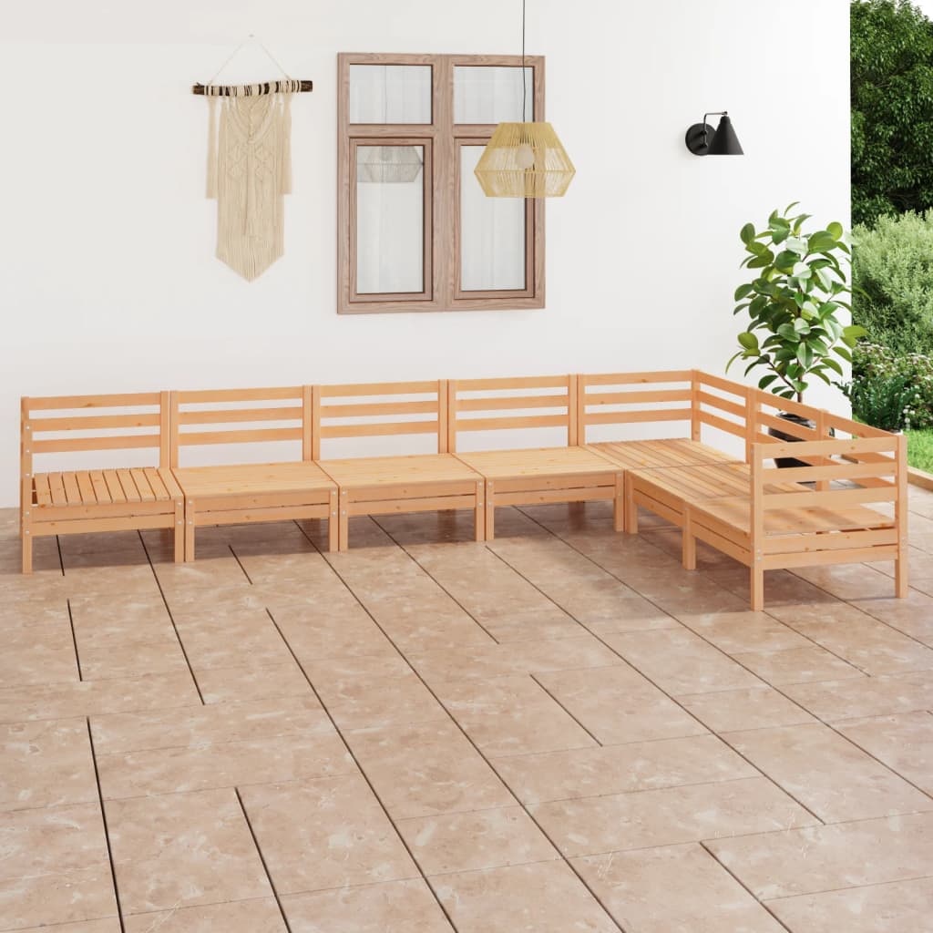 vidaXL 7-tlg. Garten-Lounge-Set Massivholz Kiefer