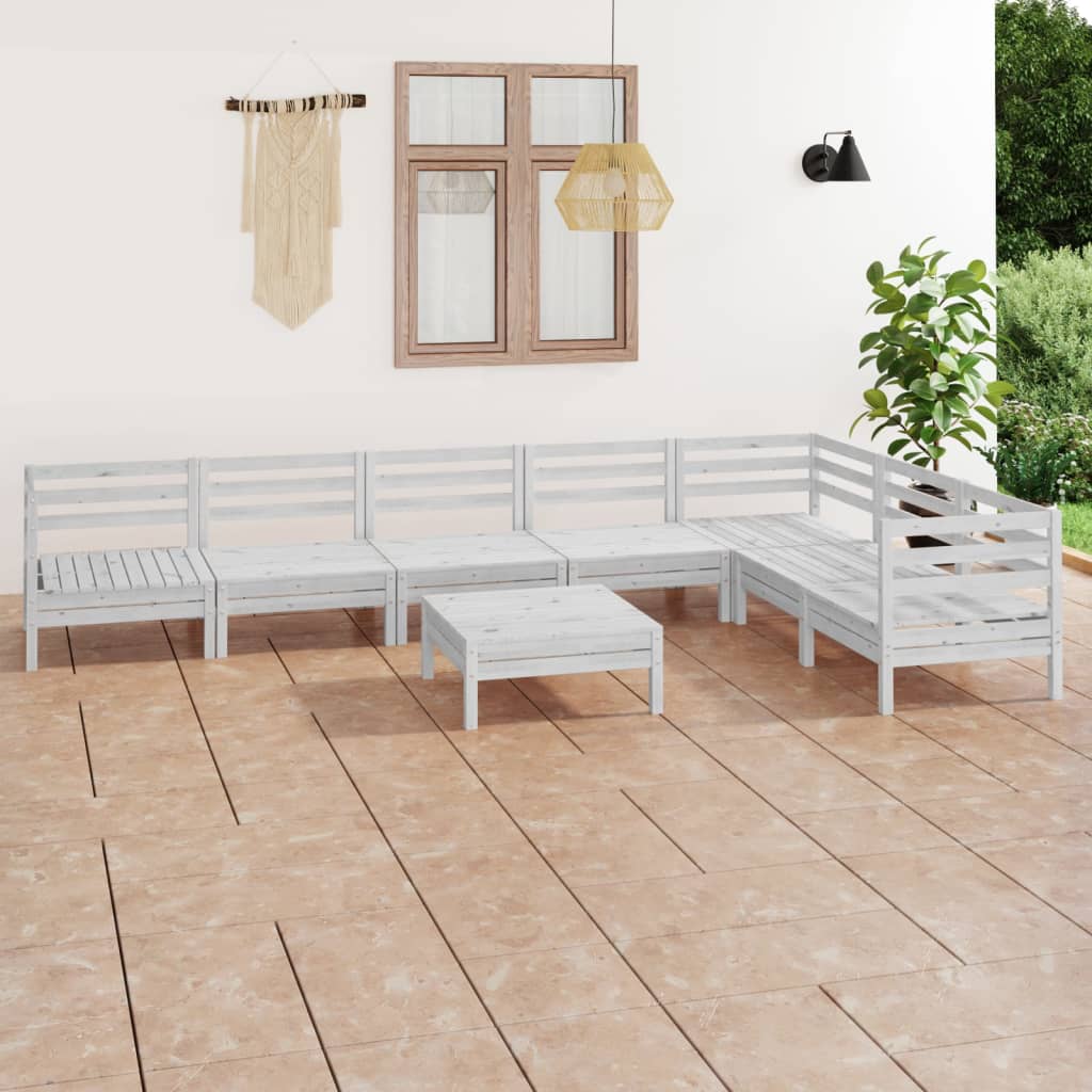 vidaXL 8-tlg. Garten-Lounge-Set Massivholz Kiefer Weiß