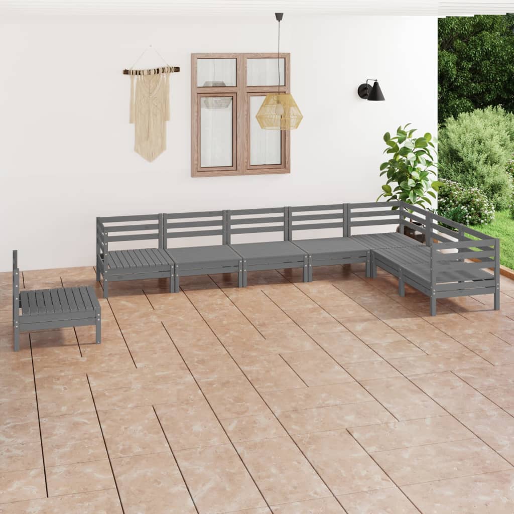 vidaXL 8-tlg. Garten-Lounge-Set Massivholz Kiefer Grau