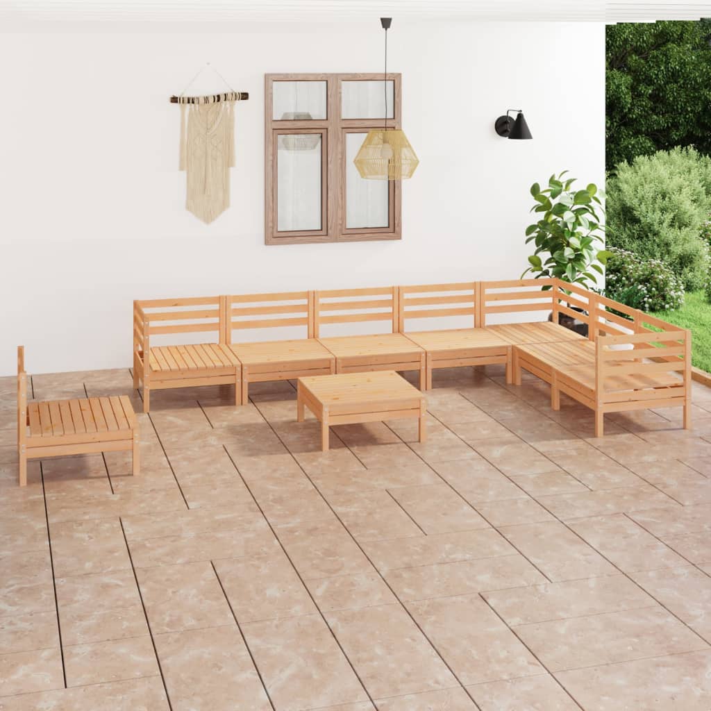 vidaXL Set mobilier de grădină, 9 piese, lemn masiv de pin vidaXL