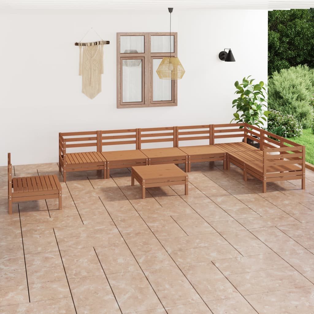 vidaXL Set mobilier de grădină, 9 piese, maro miere, lemn masiv de pin Mobila Laguna imagine noua