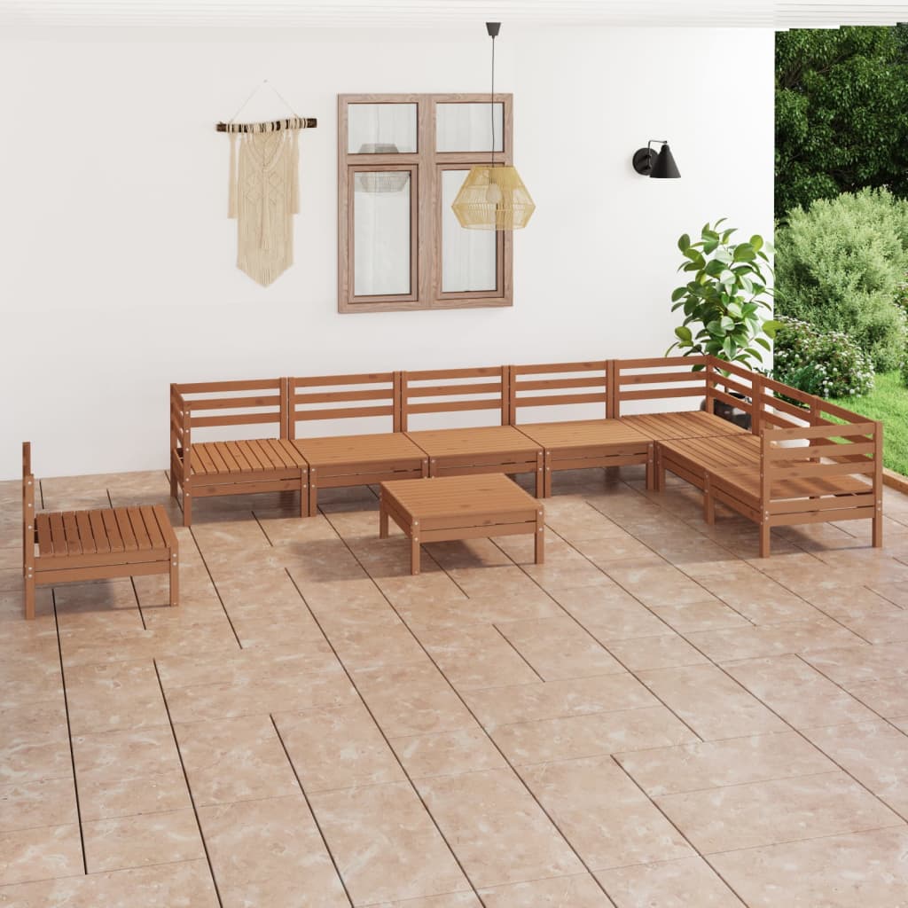 vida XL 9-tlg. Garten-Lounge-Set Massivholz Kiefer Honigbraun