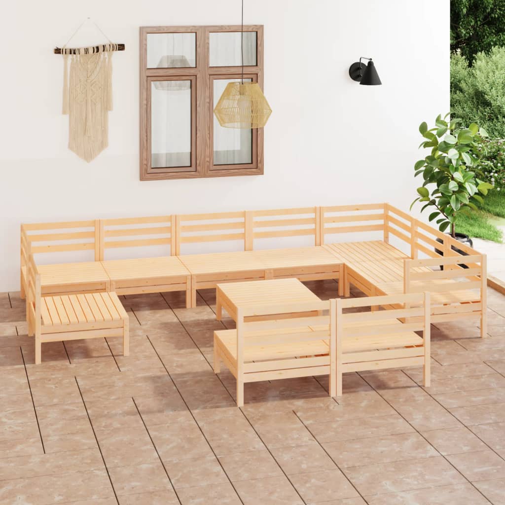 vidaXL 11-tlg. Garten-Lounge-Set Massivholz Kiefer