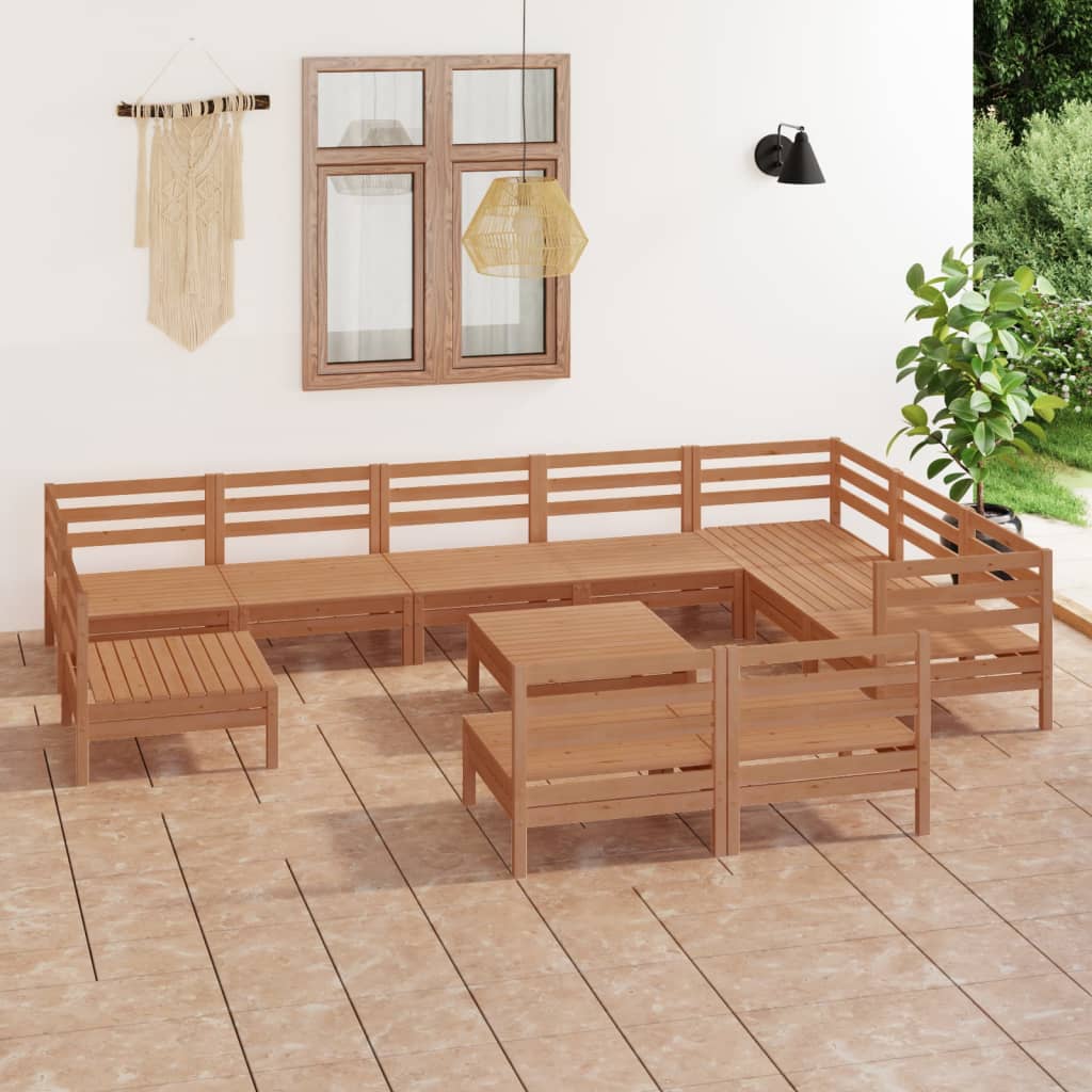 vidaXL Set mobilier grădină, 11 piese, maro miere, lemn masiv de pin Mobila Laguna imagine noua