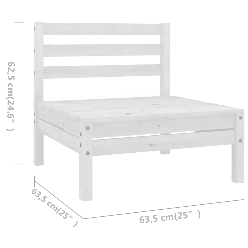 Drewniany zestaw wypoczynkowy, 5 sof narożnych, 5 sof środkowych, 1 podnóżek/stolik, biały, 63,5x63,5x62,5 cm