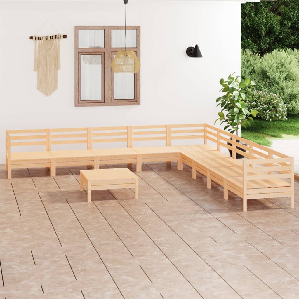 vidaXL 10-tlg. Garten-Lounge-Set Massivholz Kiefer