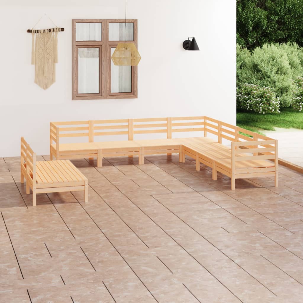 vidaXL Set Divani da Giardino 9 pz in Legno Massello di Pino