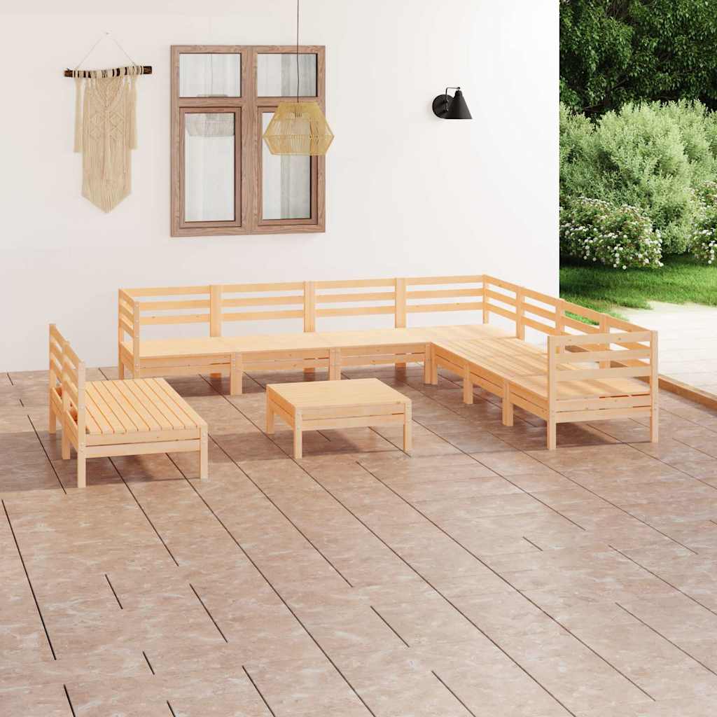 vidaXL Set mobilier de grădină, 10 piese, lemn masiv de pin