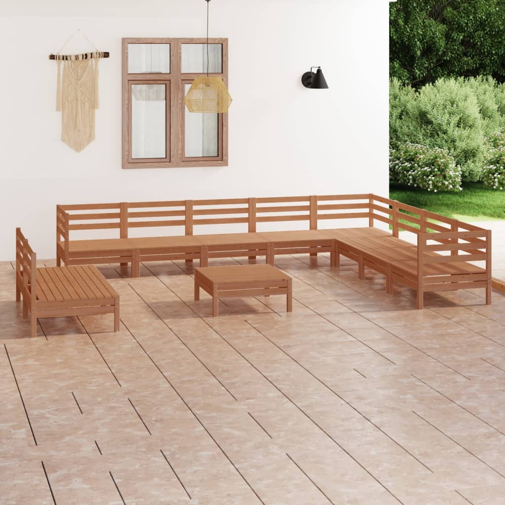 11-tlg. Garten-Lounge-Set Massivholz Kiefer Honigbraun kaufen