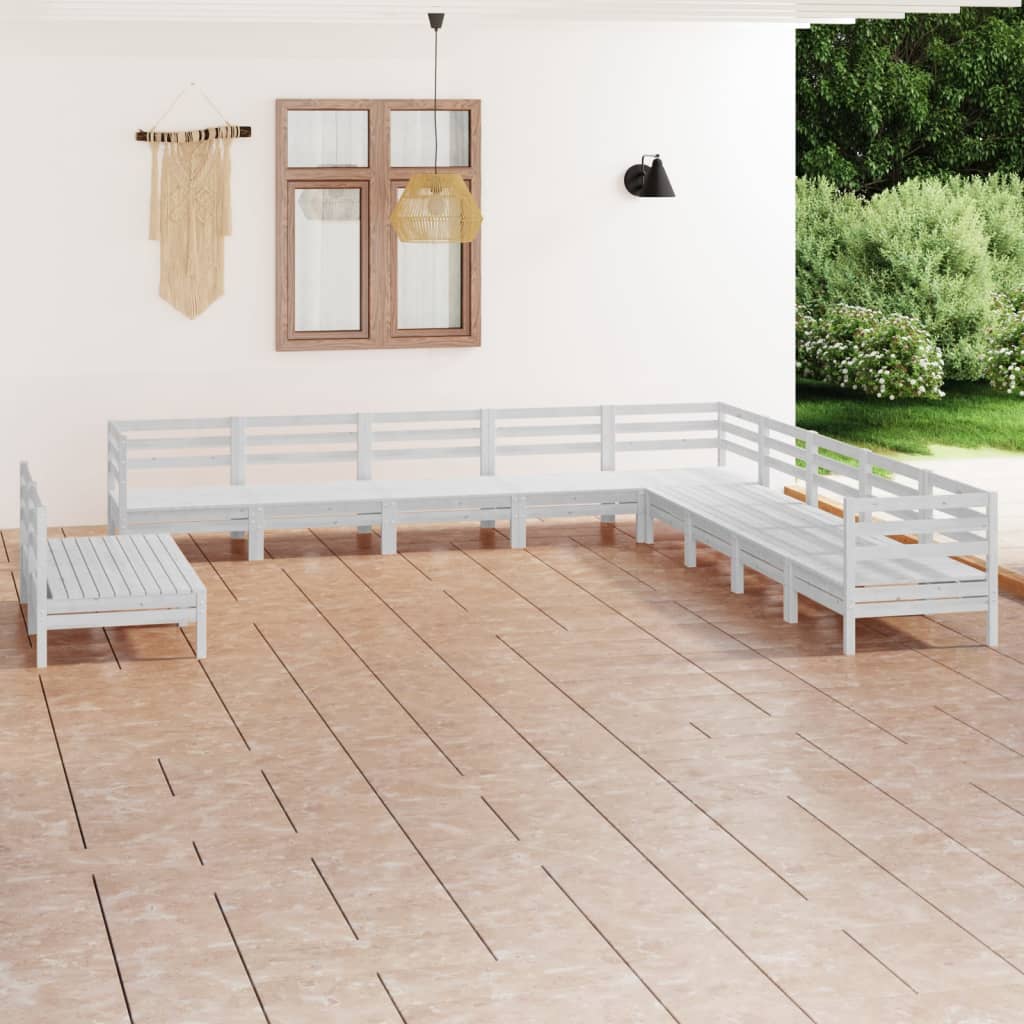 vidaXL 11-cz. zestaw wypoczynkowy do ogrodu, bia�y, drewno sosnowe