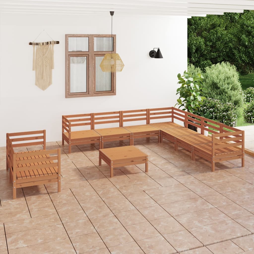 vidaXL Set mobilier de grădină, 10 piese, maro miere, lemn masiv pin Mobila Laguna imagine noua