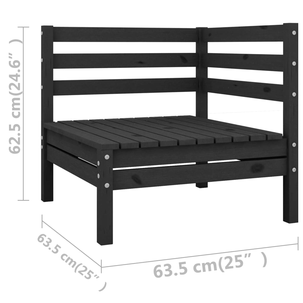 Set mobilier de grădină, 11 piese, negru, lemn masiv de pin