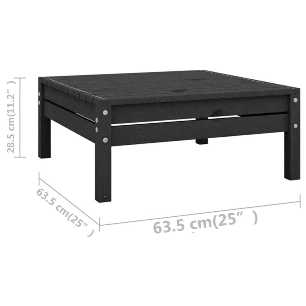 Set mobilier de grădină, 11 piese, negru, lemn masiv de pin