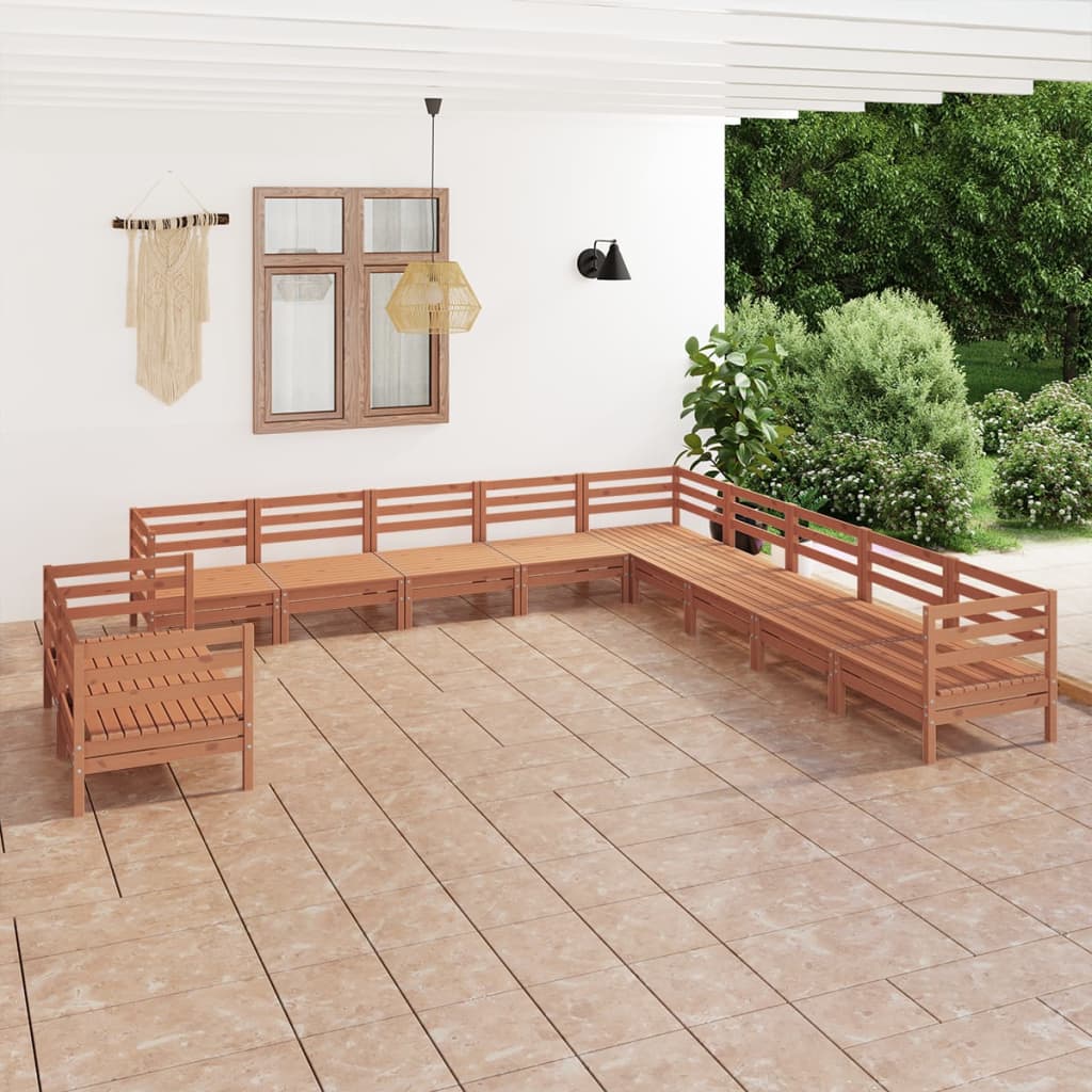 vidaXL Set mobilier de grădină, 11 piese, maro miere, lemn masiv de pin vidaXL imagine model 2022