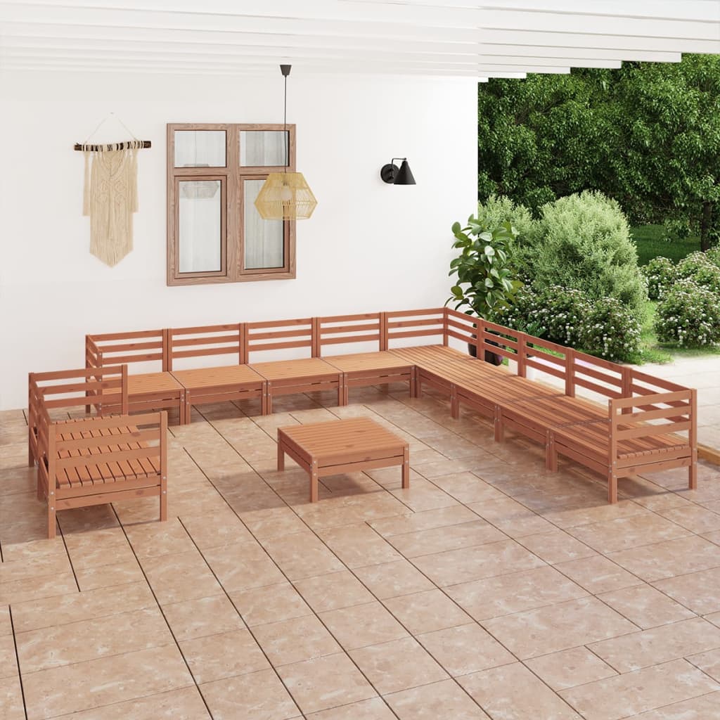 vidaXL Set mobilier de grădină, 12 piese, maro miere, lemn masiv pin Mobila Laguna imagine noua