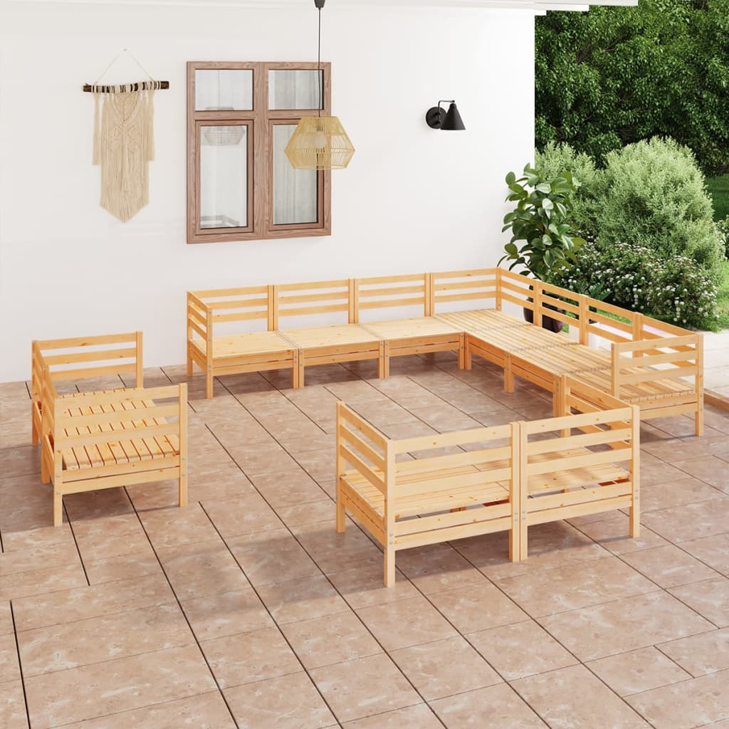 vida XL 11-tlg. Garten-Lounge-Set Massivholz Kiefer