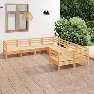 Vrtna sedežna garnitura 8-delna trdna borovina