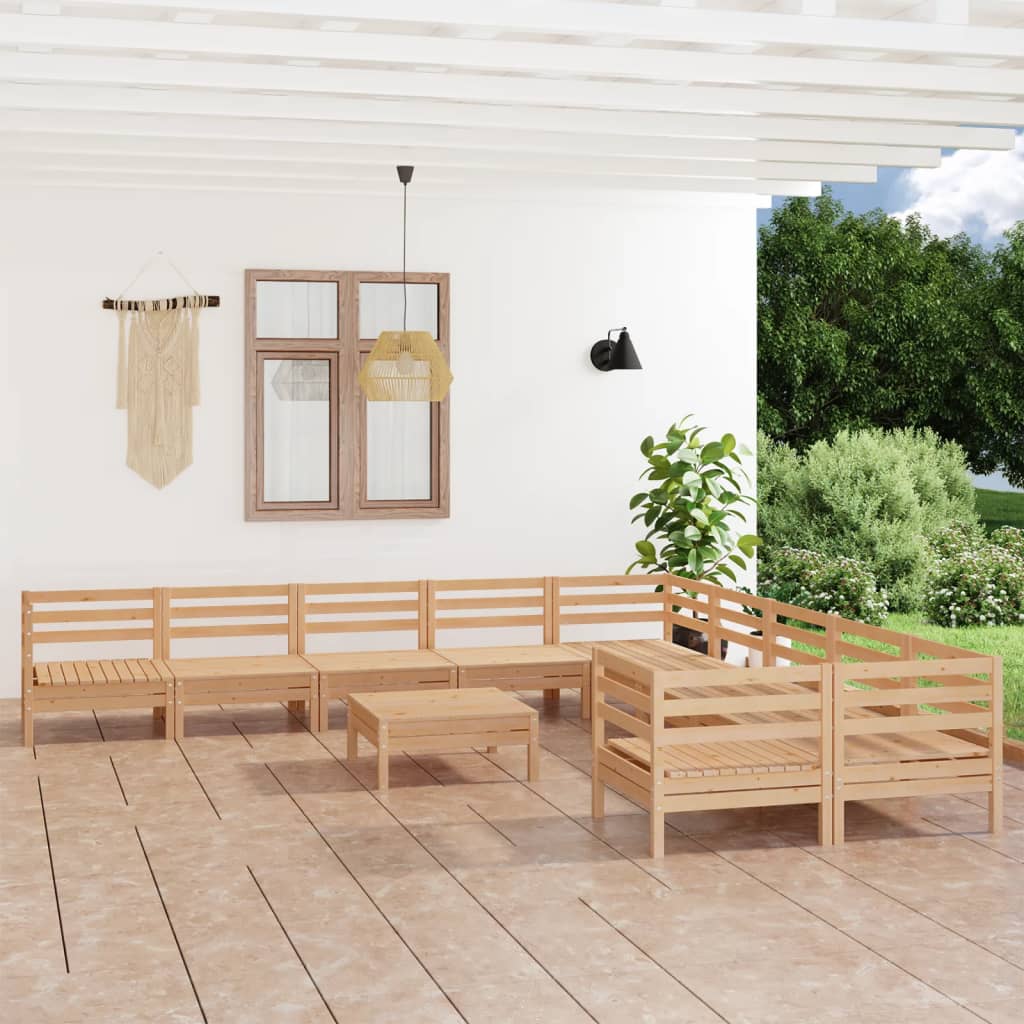 vidaXL Set mobilier de grădină, 11 piese, lemn masiv de pin vidaXL