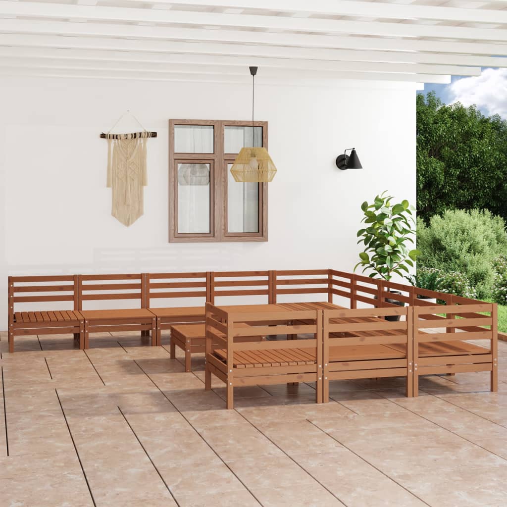 12-tlg. Garten-Lounge-Set Honigbraun Massivholz Kiefer kaufen