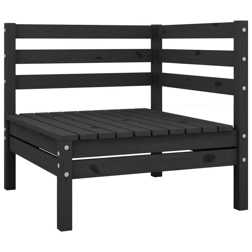 vidaXL 11 Piece Garden Lounge Set Black Solid Wood Pine