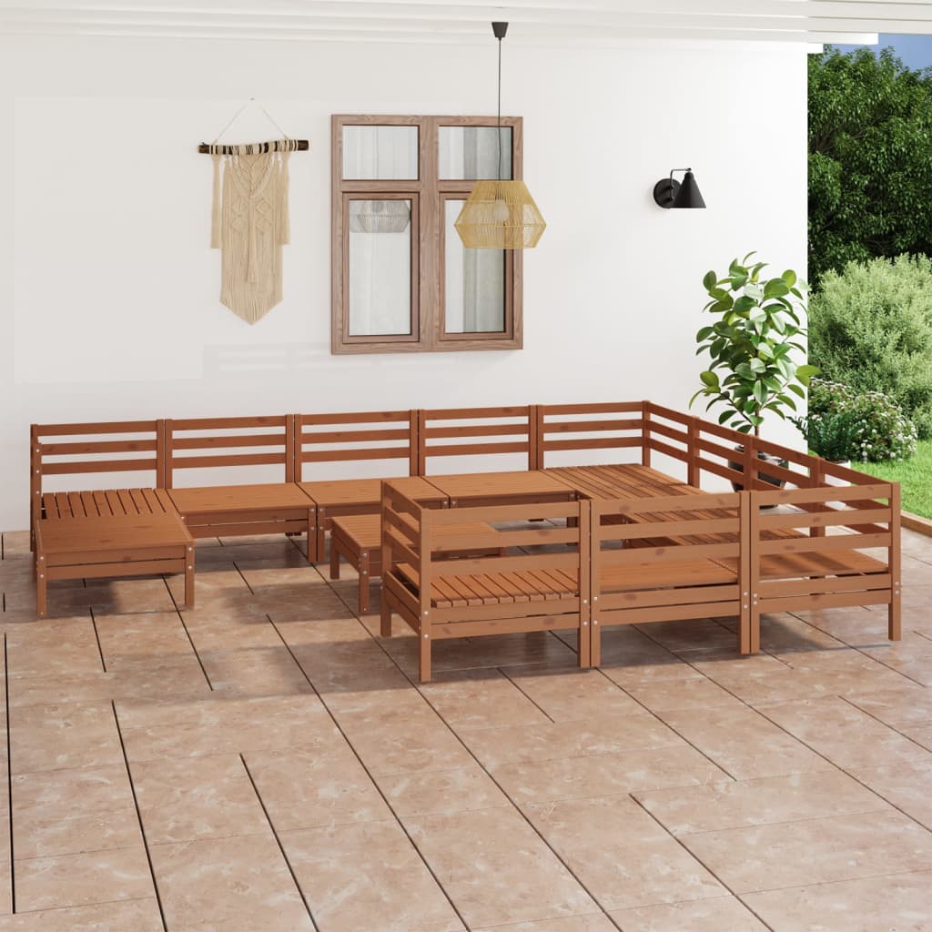 12-tlg. Garten-Lounge-Set Honigbraun Massivholz Kiefer