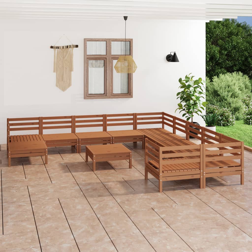 vidaXL Set mobilier de grădină, 12 piese, maro miere, lemn masiv de pin vidaXL imagine model 2022