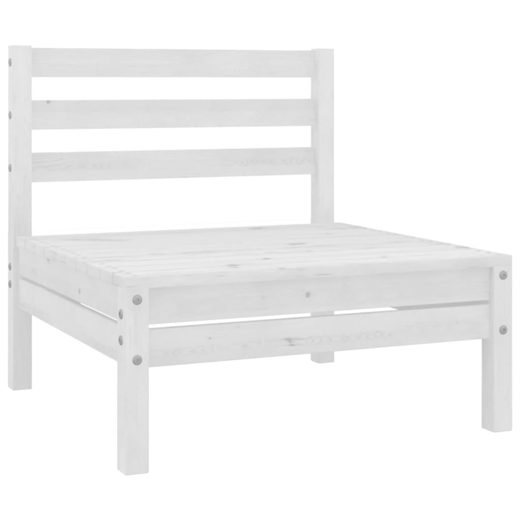 Zestaw wypoczynkowy ogrodowy - sofa narożna, sofa środkowa, stolik - biały, drewno sosnowe - 75x75x62,5 cm