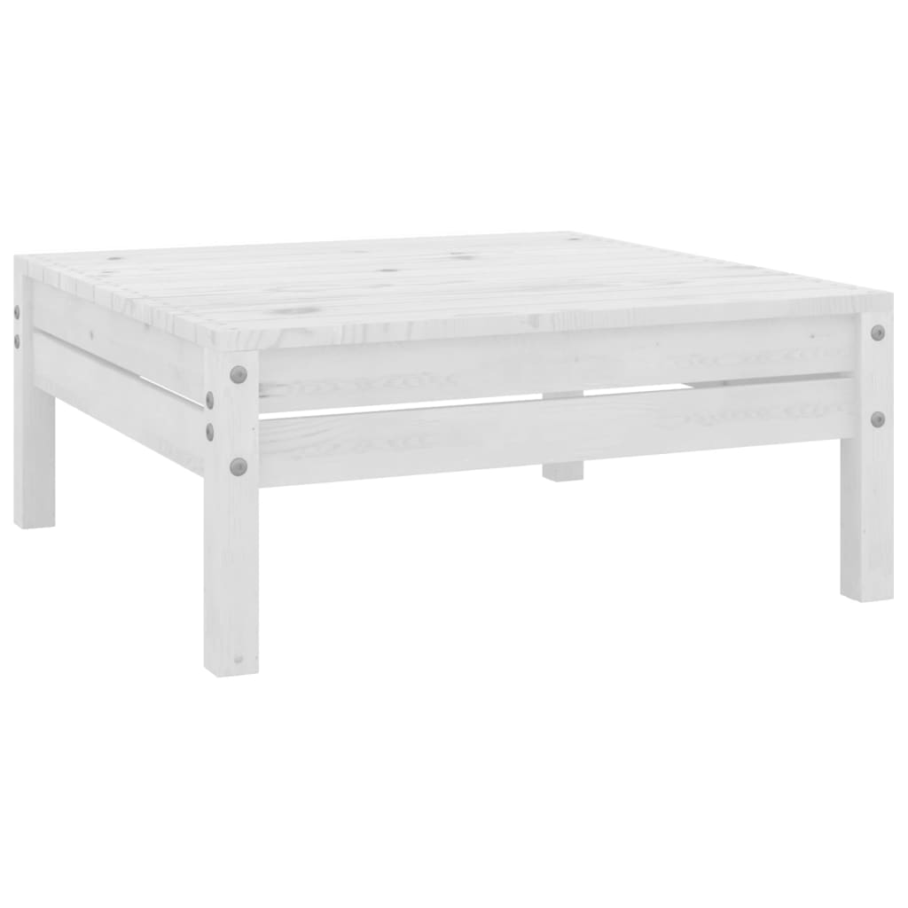 Zestaw wypoczynkowy ogrodowy - sofa narożna, sofa środkowa, stolik - biały, drewno sosnowe - 75x75x62,5 cm
