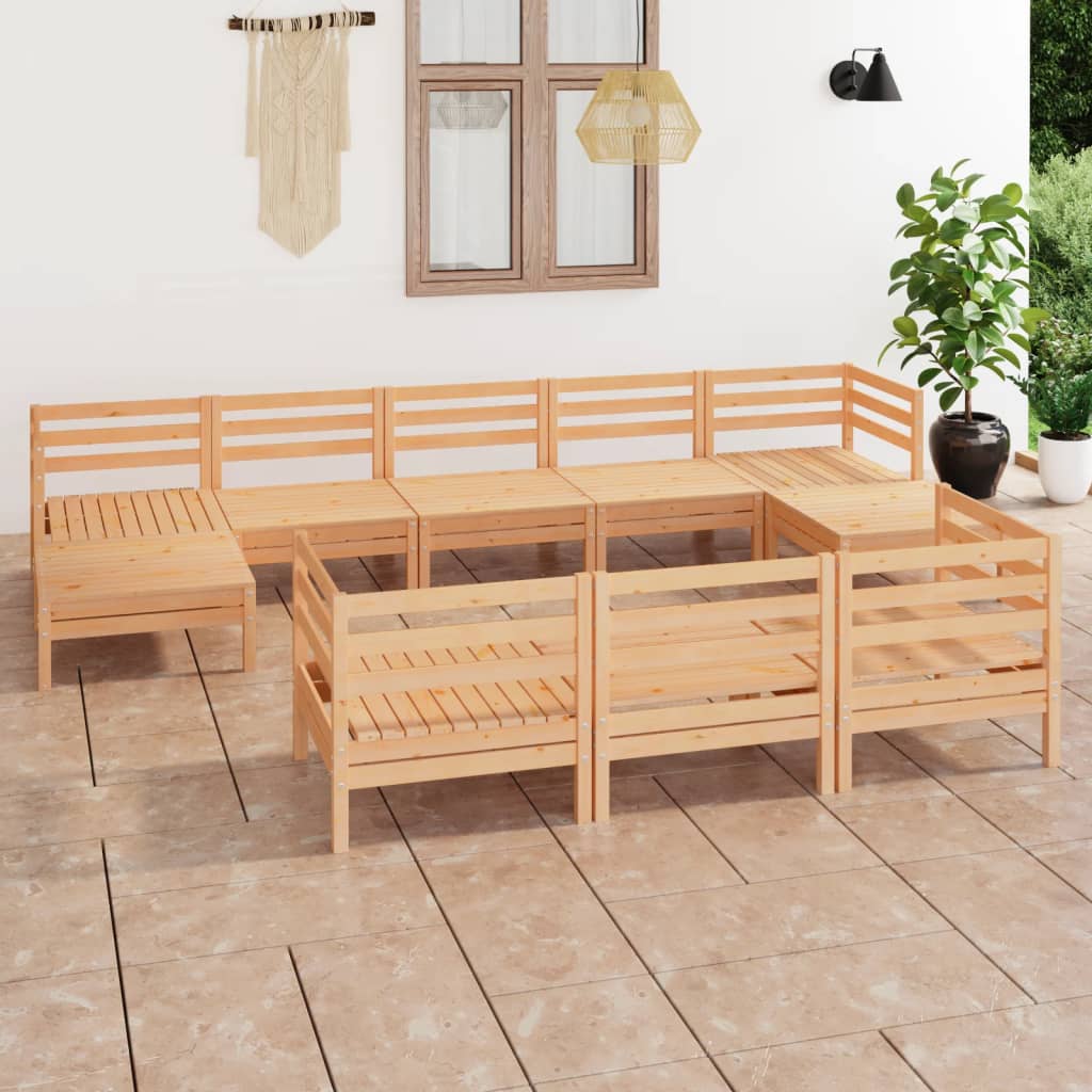 Salon de jardin 10 pcs Bois de pin massif