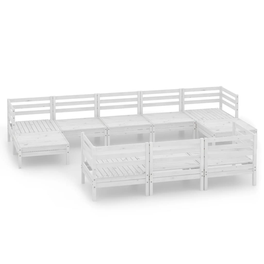 vidaXL 3083385 10-delige Tuin Lounge Set Wit Stevig Hout Grenen
