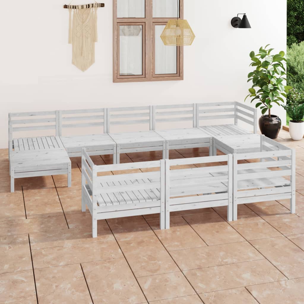 vidaXL 10-tlg. Garten-Lounge-Set Weiß Massivholz Kiefer