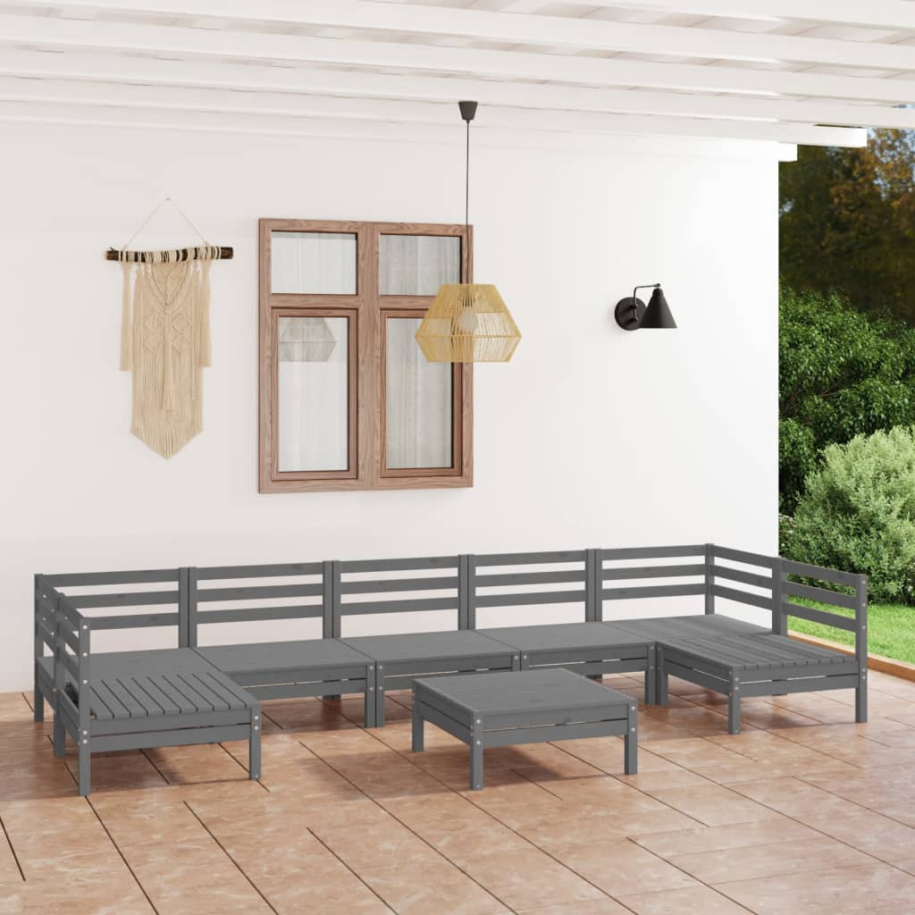 vidaXL Set mobilier relaxare grădină, 8 piese, lemn masiv de pin