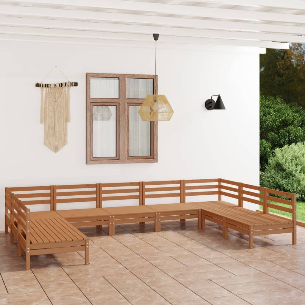 9-tlg. Garten-Lounge-Set Honigbraun Massivholz Kiefer kaufen