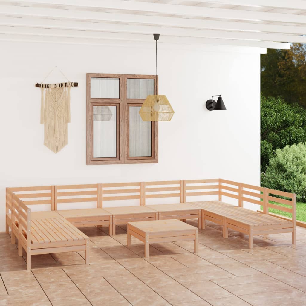 vida XL 10-tlg. Garten-Lounge-Set Massivholz Kiefer