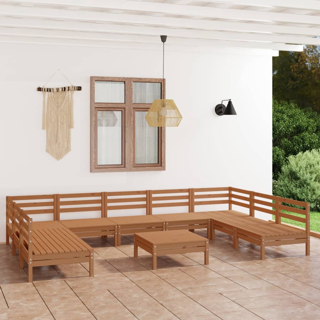 vidaXL Set mobilier de grădină, 10 piese, maro miere, lemn masiv pin Mobila Laguna imagine noua