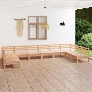 Vrtna sedežna garnitura 10-delna trdna borovina