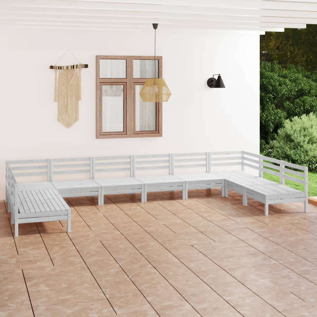10-tlg. Garten-Lounge-Set Weiß Massivholz Kiefer kaufen