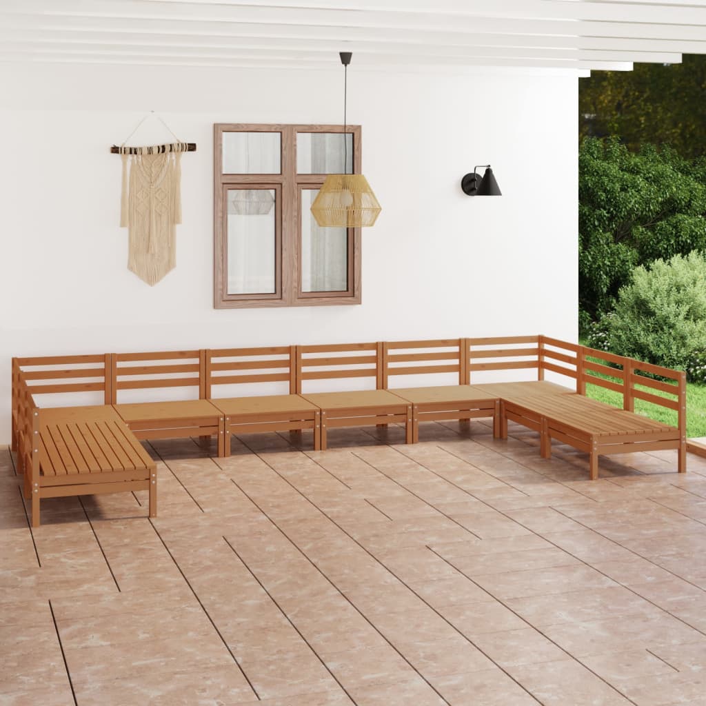 vidaXL Set mobilier de grădină, 10 piese, maro miere, lemn masiv pin vidaXL