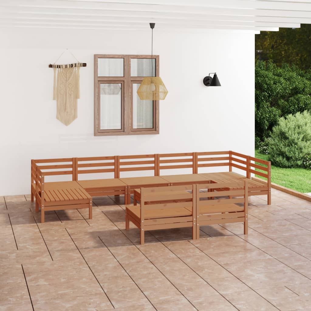 vidaXL Set mobilier de grădină, 10 piese, maro miere, lemn masiv de pin Mobila Laguna imagine noua