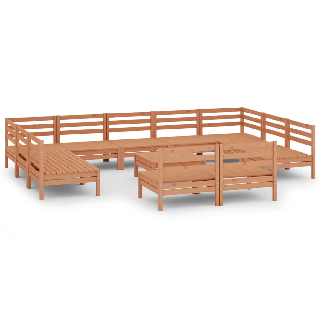 vidaXL 12dílná zahradní sedací souprava medově hnědá masivní borovice