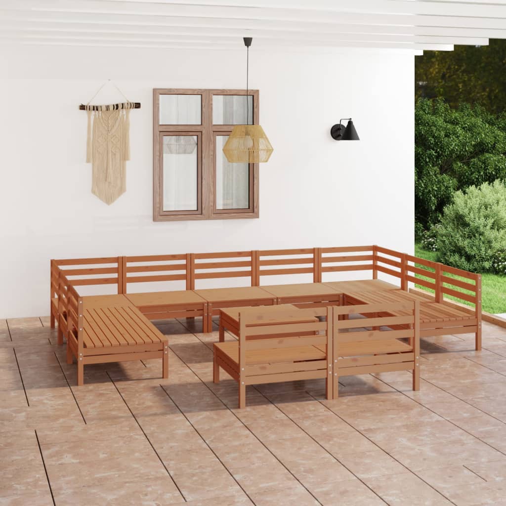 vidaXL 12-tlg. Garten-Lounge-Set Honigbraun Massivholz Kiefer