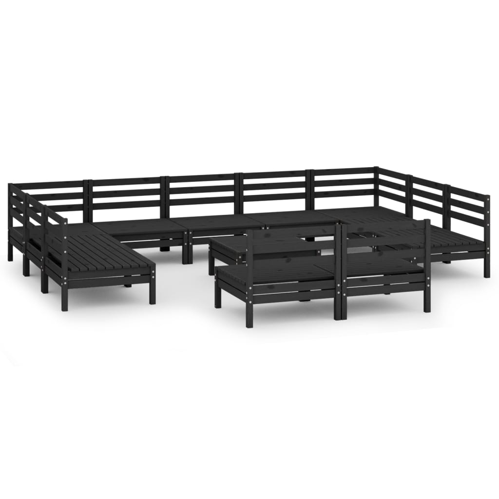Thumbnail - vidaXL 12-tlg. Garten-Lounge-Set Schwarz Massivholz Kiefer